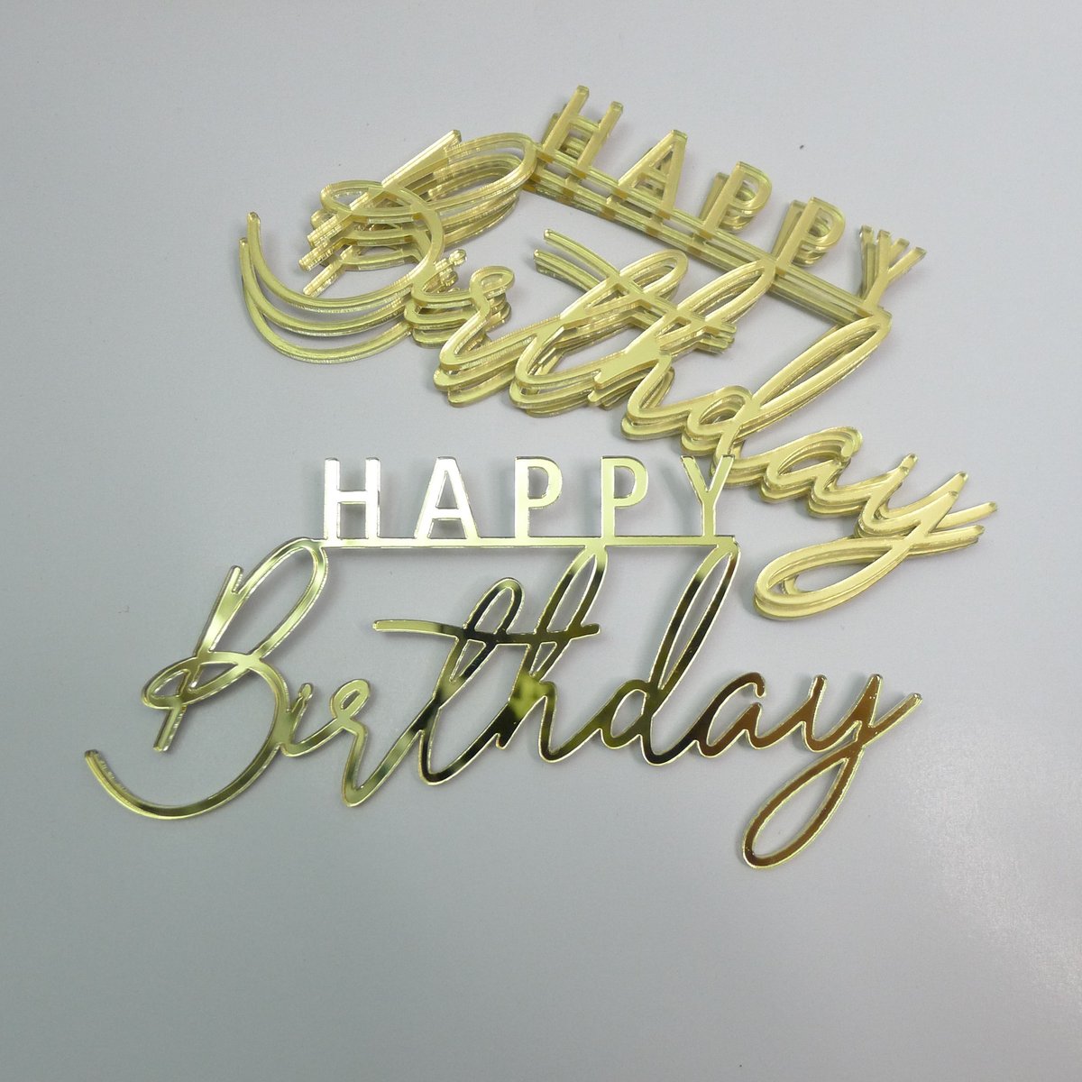 Топпер «Happy Birthday 1шт + 3шт сердечки», Зеркальное золото, 120×60 мм — фото 11